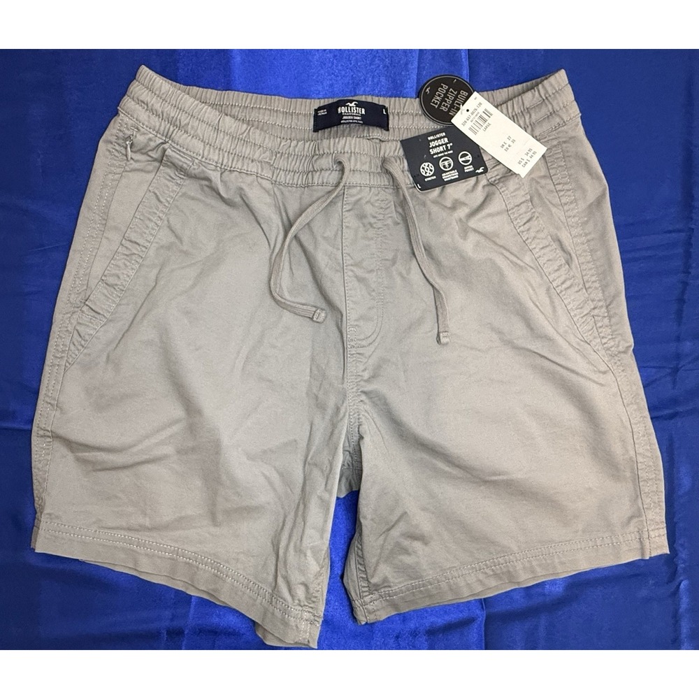 NWT Hollister Men's Large Jogger 7" Shorts Gray Elastic Waist Stretch
